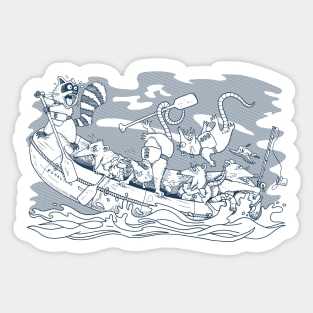 Raccoon Rafting Guide with Possum Paddlers Sticker